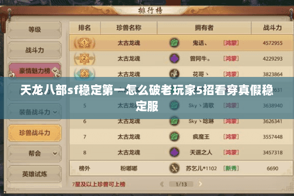 天龙八部sf稳定第一怎么破老玩家5招看穿真假稳定服 天龙八部sf稳定第一怎么破老玩家5招看穿真假稳定服