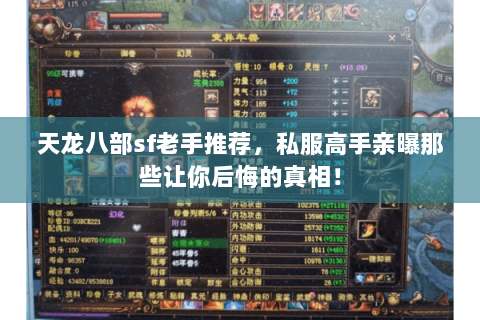 天龙八部sf老手推荐,私服高手亲曝那些让你后悔的真相! 天龙八部sf老手推荐,私服高手亲曝那些让你后悔的真相!