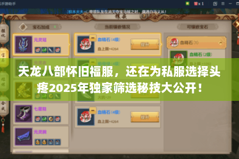 天龙八部怀旧福服，还在为私服选择头疼2025年独家筛选秘技大公开！