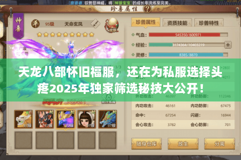 天龙八部怀旧福服，还在为私服选择头疼2025年独家筛选秘技大公开！