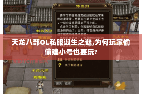 天龙八部OL私服诞生之谜,为何玩家偷偷建小号也要玩? 天龙八部OL私服诞生之谜,为何玩家偷偷建小号也要玩?