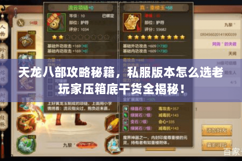 天龙八部攻略秘籍,私服版本怎么选老玩家压箱底干货全揭秘! 天龙八部攻略秘籍,私服版本怎么选老玩家压箱底干货全揭秘!