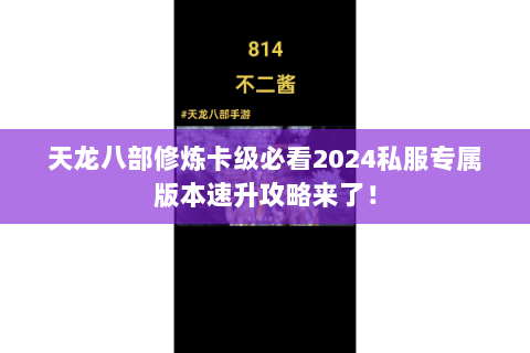 天龙八部修炼卡级必看2024私服专属版本速升攻略来了! 天龙八部修炼卡级必看2024私服专属版本速升攻略来了!