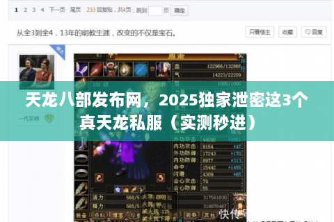 天龙八部发布网,2025独家泄密这3个真天龙私服(实测秒进) 天龙八部发布网,2025独家泄密这3个真天龙私服(实测秒进)