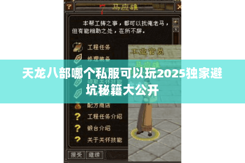 天龙八部哪个私服可以玩2025独家避坑秘籍大公开 天龙八部哪个私服可以玩2025独家避坑秘籍大公开