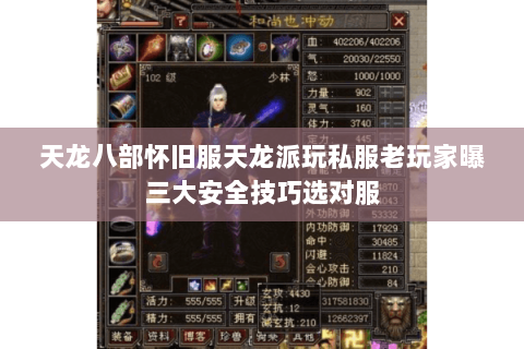 天龙八部怀旧服天龙派玩私服老玩家曝三大安全技巧选对服 天龙八部怀旧服天龙派玩私服老玩家曝三大安全技巧选对服