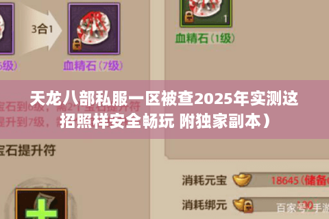 天龙八部私服一区被查2025年实测这招照样安全畅玩 附独家副本) 天龙八部私服一区被查2025年实测这招照样安全畅玩 附独家副本)