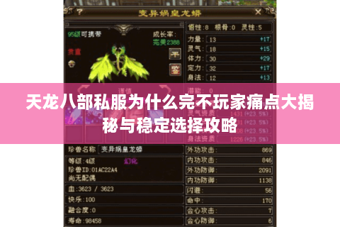 天龙八部私服为什么完不玩家痛点大揭秘与稳定选择攻略 天龙八部私服为什么完不玩家痛点大揭秘与稳定选择攻略