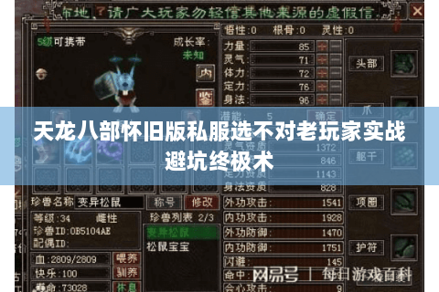天龙八部怀旧版私服选不对老玩家实战避坑终极术 天龙八部怀旧版私服选不对老玩家实战避坑终极术