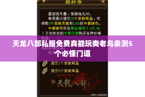 天龙八部私服免费真能玩爽老鸟亲测5个必懂门道 天龙八部私服免费真能玩爽老鸟亲测5个必懂门道