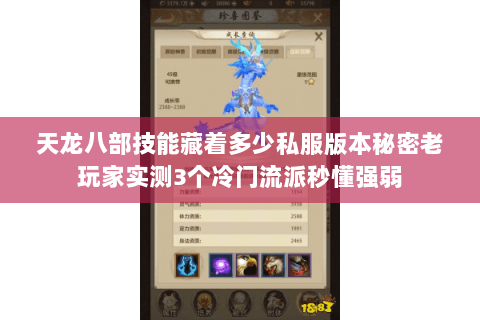 天龙八部技能藏着多少私服版本秘密老玩家实测3个冷门流派秒懂强弱 天龙八部技能藏着多少私服版本秘密老玩家实测3个冷门流派秒懂强弱
