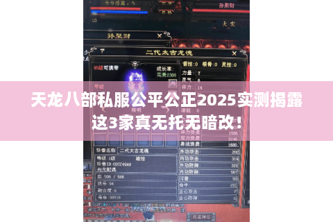 天龙八部私服公平公正2025实测揭露这3家真无托无暗改! 天龙八部私服公平公正2025实测揭露这3家真无托无暗改!
