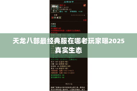 天龙八部最经典服在哪老玩家曝2025真实生态 天龙八部最经典服在哪老玩家曝2025真实生态
