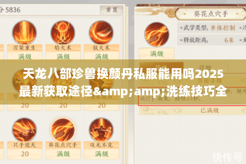 天龙八部珍兽换颜丹私服能用吗2025最新获取途径&洗练技巧全揭秘 天龙八部珍兽换颜丹私服能用吗2025最新获取途径&洗练技巧全揭秘