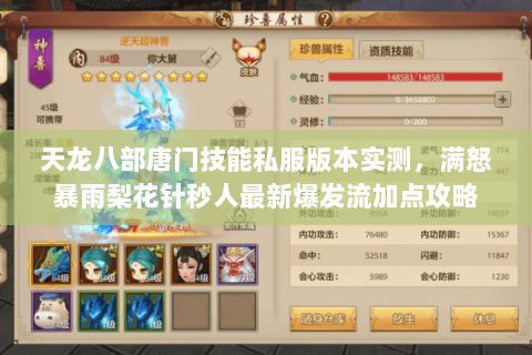 天龙八部唐门技能私服版本实测,满怒暴雨梨花针秒人最新爆发流加点攻略 天龙八部唐门技能私服版本实测,满怒暴雨梨花针秒人最新爆发流加点攻略