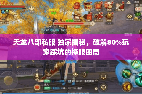 天龙八部私服 独家揭秘,破解80%玩家踩坑的择服困局 天龙八部私服 独家揭秘,破解80%玩家踩坑的择服困局