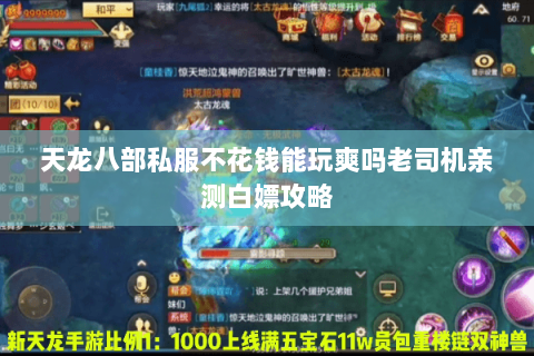 天龙八部私服不花钱能玩爽吗老司机亲测白嫖攻略 天龙八部私服不花钱能玩爽吗老司机亲测白嫖攻略