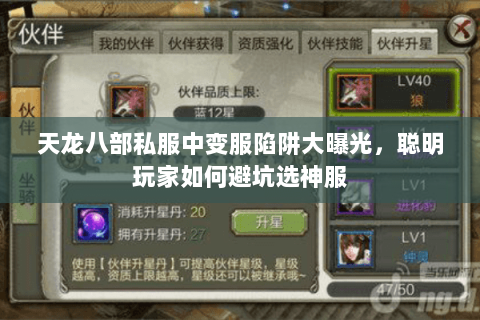 天龙八部私服中变服陷阱大曝光,聪明玩家如何避坑选神服 天龙八部私服中变服陷阱大曝光,聪明玩家如何避坑选神服