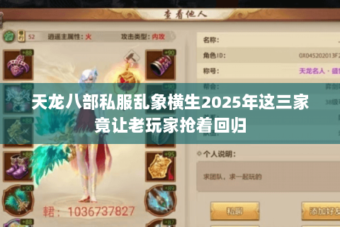 天龙八部私服乱象横生2025年这三家竟让老玩家抢着回归 天龙八部私服乱象横生2025年这三家竟让老玩家抢着回归