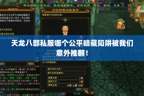 天龙八部私服哪个公平暗藏陷阱被我们意外推翻! 天龙八部私服哪个公平暗藏陷阱被我们意外推翻!