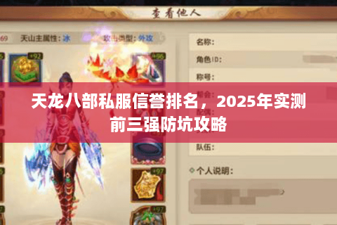 天龙八部私服信誉排名，2025年实测前三强防坑攻略