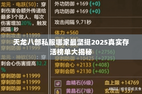 天龙八部私服哪家最坚挺2025真实存活榜单大揭秘 天龙八部私服哪家最坚挺2025真实存活榜单大揭秘