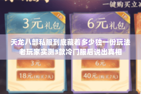 天龙八部私服到底藏着多少独一份玩法老玩家实测3款冷门服后说出真相 天龙八部私服到底藏着多少独一份玩法老玩家实测3款冷门服后说出真相