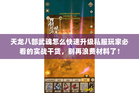 天龙八部武魂怎么快速升级私服玩家必看的实战干货,别再浪费材料了! 天龙八部武魂怎么快速升级私服玩家必看的实战干货,别再浪费材料了!