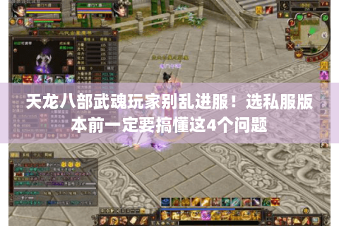天龙八部武魂玩家别乱进服!选私服版本前一定要搞懂这4个问题 天龙八部武魂玩家别乱进服!选私服版本前一定要搞懂这4个问题