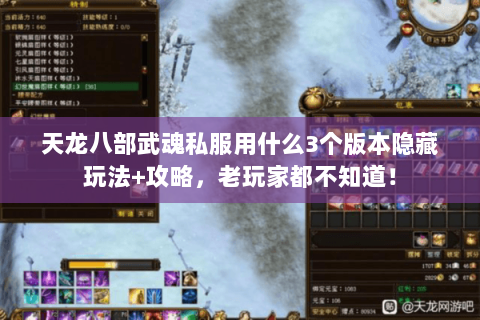 天龙八部武魂私服用什么3个版本隐藏玩法+攻略,老玩家都不知道! 天龙八部武魂私服用什么3个版本隐藏玩法+攻略,老玩家都不知道!