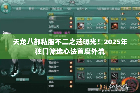 天龙八部私服不二之选曝光!2025年独门筛选心法首度外流 天龙八部私服不二之选曝光!2025年独门筛选心法首度外流