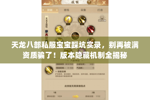 天龙八部私服宝宝踩坑实录,别再被满资质骗了!版本隐藏机制全揭秘 天龙八部私服宝宝踩坑实录,别再被满资质骗了!版本隐藏机制全揭秘