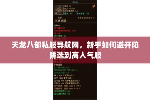 天龙八部私服导航网,新手如何避开陷阱选到高人气服 天龙八部私服导航网,新手如何避开陷阱选到高人气服