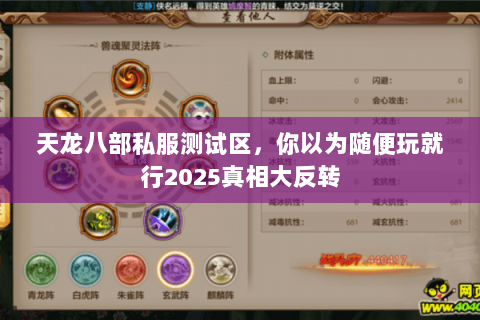 天龙八部私服测试区,你以为随便玩就行2025真相大反转 天龙八部私服测试区,你以为随便玩就行2025真相大反转