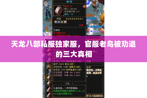 天龙八部私服独家服,官服老鸟被劝退的三大真相 天龙八部私服独家服,官服老鸟被劝退的三大真相