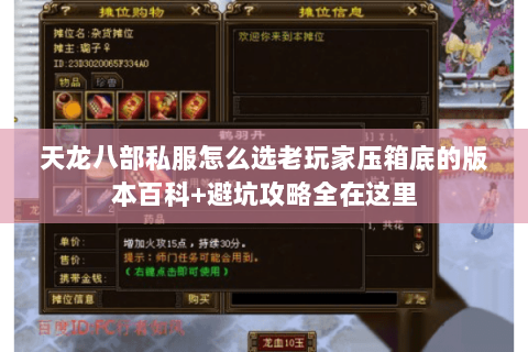 天龙八部私服怎么选老玩家压箱底的版本百科+避坑攻略全在这里 天龙八部私服怎么选老玩家压箱底的版本百科+避坑攻略全在这里
