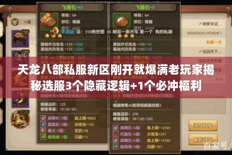 天龙八部私服新区刚开就爆满老玩家揭秘选服3个隐藏逻辑+1个必冲福利 天龙八部私服新区刚开就爆满老玩家揭秘选服3个隐藏逻辑+1个必冲福利