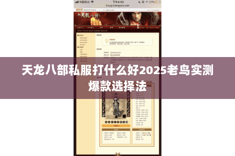 天龙八部私服打什么好2025老鸟实测爆款选择法 天龙八部私服打什么好2025老鸟实测爆款选择法