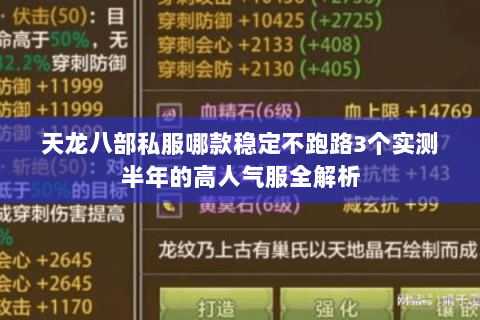 天龙八部私服哪款稳定不跑路3个实测半年的高人气服全解析 天龙八部私服哪款稳定不跑路3个实测半年的高人气服全解析