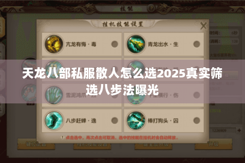 天龙八部私服散人怎么选2025真实筛选八步法曝光 天龙八部私服散人怎么选2025真实筛选八步法曝光
