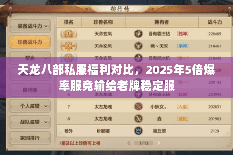 天龙八部私服福利对比,2025年5倍爆率服竟输给老牌稳定服 天龙八部私服福利对比,2025年5倍爆率服竟输给老牌稳定服