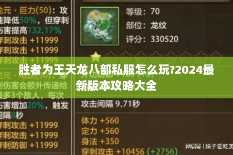 胜者为王天龙八部私服怎么玩?2024最新版本攻略大全 胜者为王天龙八部私服怎么玩?2024最新版本攻略大全