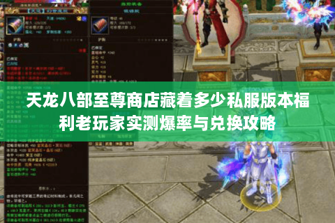 天龙八部至尊商店藏着多少私服版本福利老玩家实测爆率与兑换攻略 天龙八部至尊商店藏着多少私服版本福利老玩家实测爆率与兑换攻略