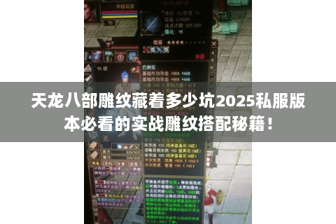 天龙八部雕纹藏着多少坑2025私服版本必看的实战雕纹搭配秘籍! 天龙八部雕纹藏着多少坑2025私服版本必看的实战雕纹搭配秘籍!