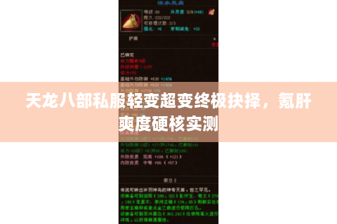 天龙八部私服轻变超变终极抉择,氪肝爽度硬核实测 天龙八部私服轻变超变终极抉择,氪肝爽度硬核实测