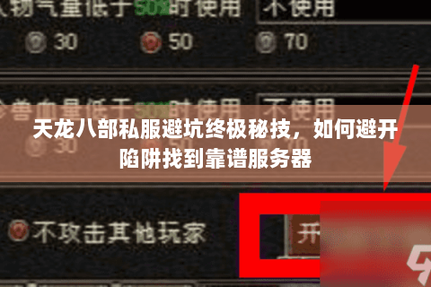 天龙八部私服避坑终极秘技,如何避开陷阱找到靠谱服务器 天龙八部私服避坑终极秘技,如何避开陷阱找到靠谱服务器