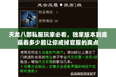 天龙八部私服玩家必看,独家版本到底藏着多少能让你戒掉官服的爽点 天龙八部私服玩家必看,独家版本到底藏着多少能让你戒掉官服的爽点