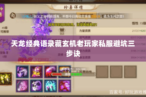 天龙经典语录藏玄机老玩家私服避坑三步诀 天龙经典语录藏玄机老玩家私服避坑三步诀