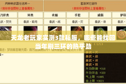 天龙老玩家实测3款私服,哪些能找回当年刷三环的热乎劲 天龙老玩家实测3款私服,哪些能找回当年刷三环的热乎劲