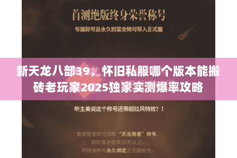 新天龙八部39,怀旧私服哪个版本能搬砖老玩家2025独家实测爆率攻略 新天龙八部39,怀旧私服哪个版本能搬砖老玩家2025独家实测爆率攻略